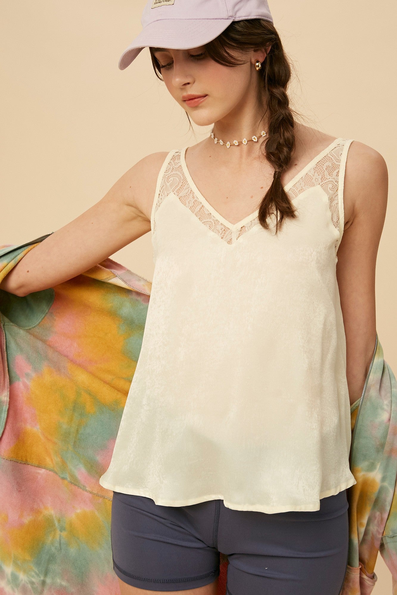 V-Neck Silky Lace Camisole