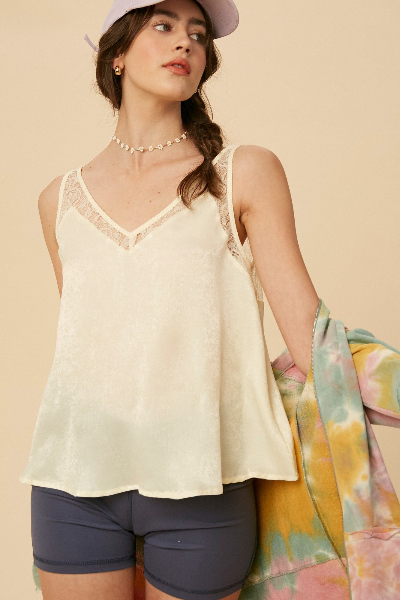 V-Neck Silky Lace Camisole