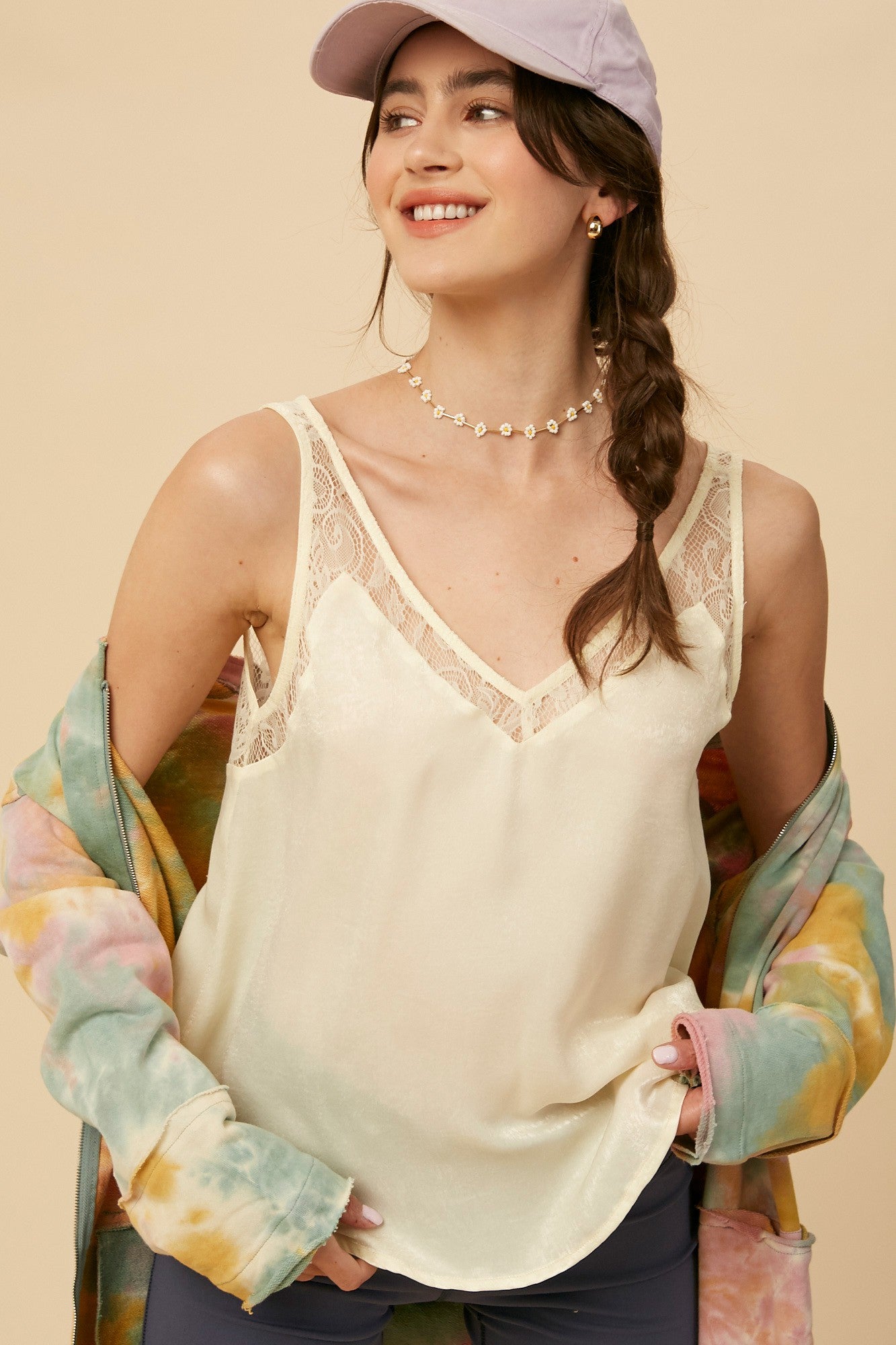 V-Neck Silky Lace Camisole