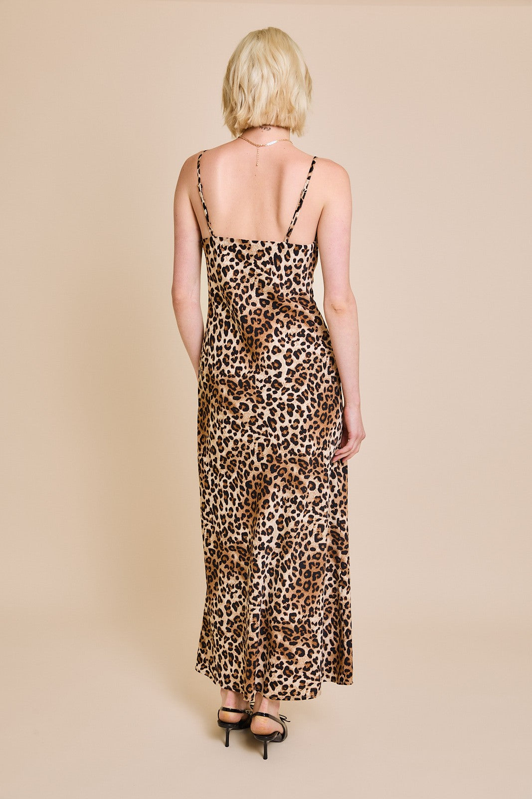Lace Trimmed Leopard Print Maxi Dress
