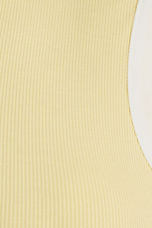 Round Neck Sleeveless Ribbed Color Block Bodysuit