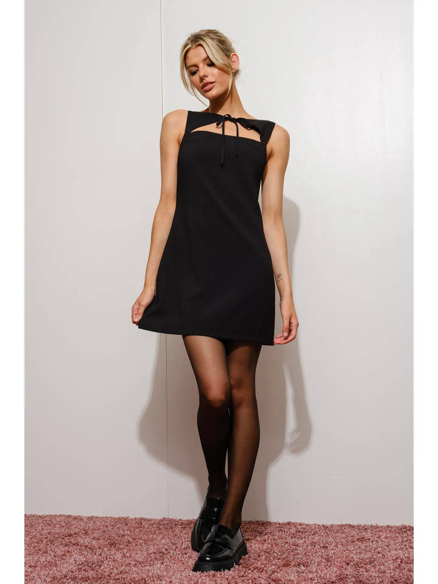 High Neck Cut Out Mini Dress