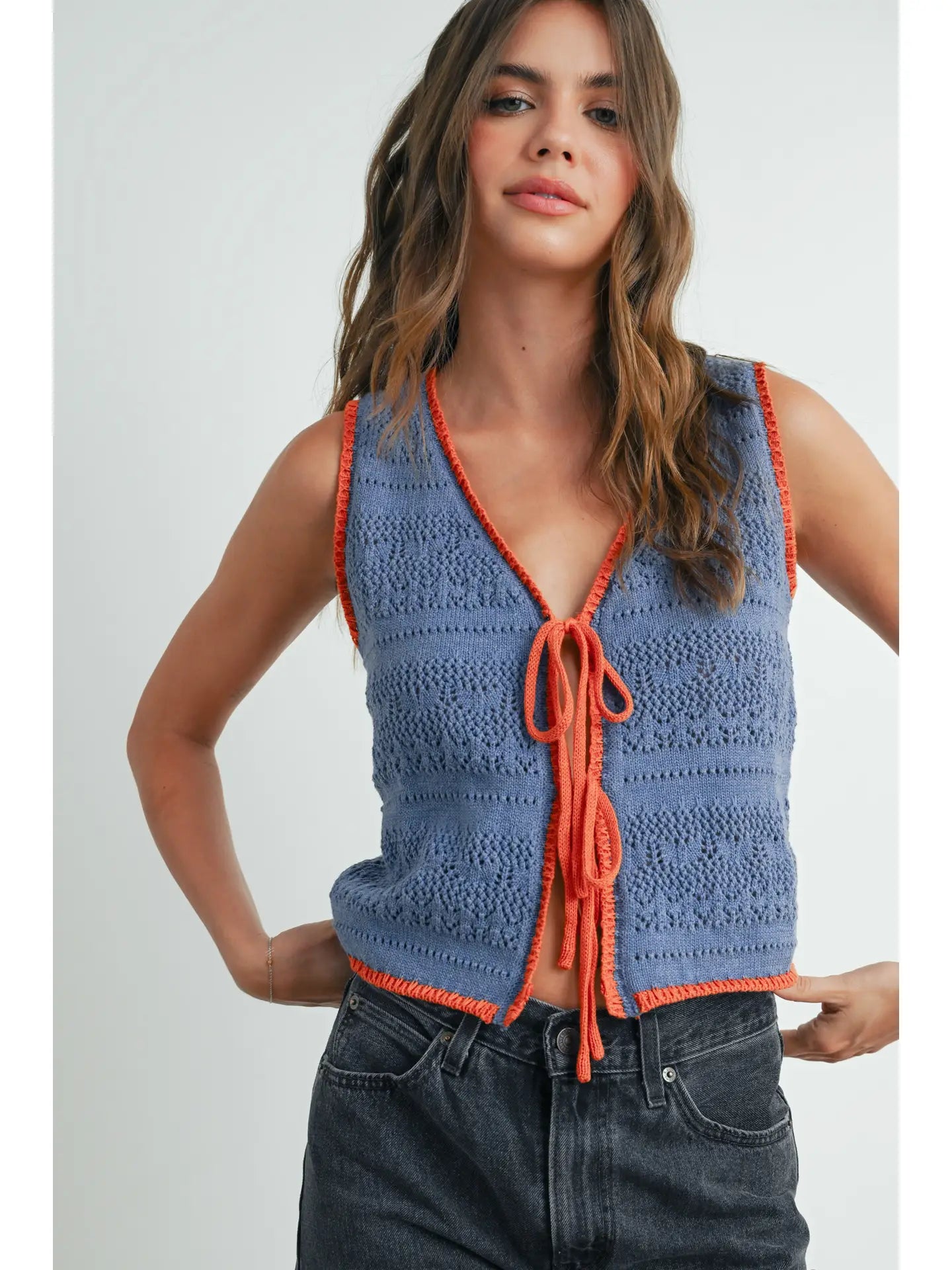 Crochet Tie Front Top