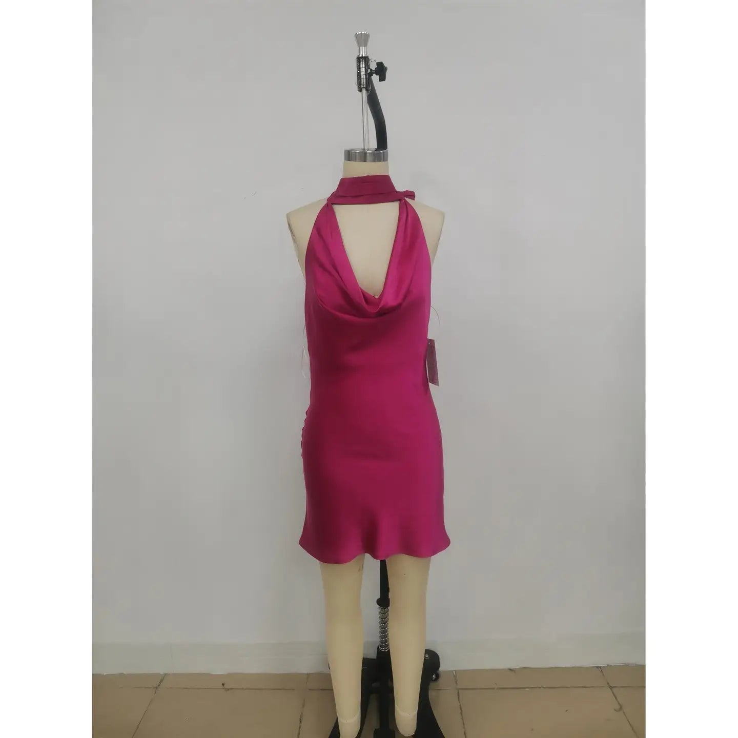 Halterneck Satin Mini Dress