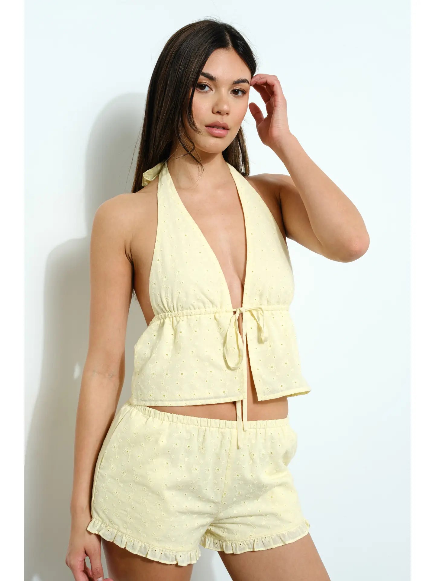 Halter Neck Eyelet Top
