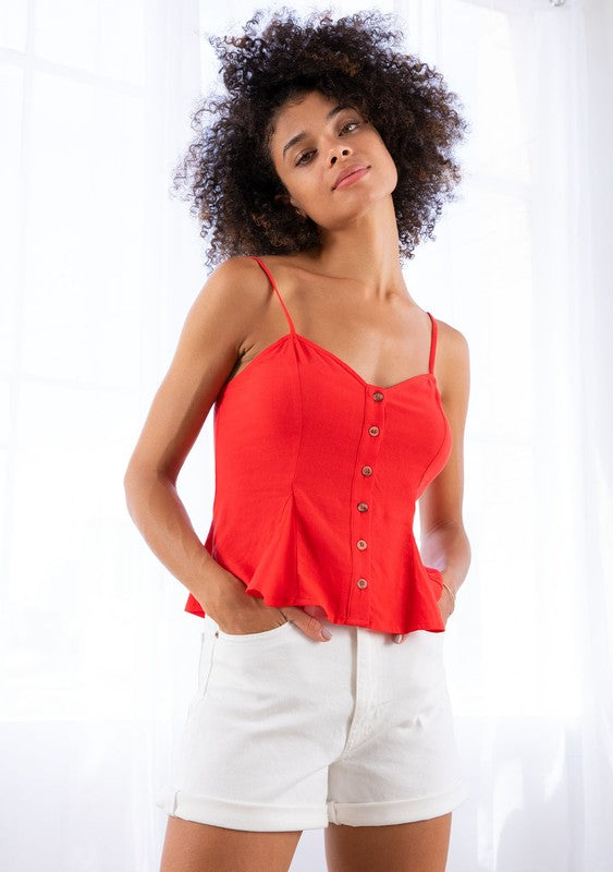 Spaghetti Strap Button Tank