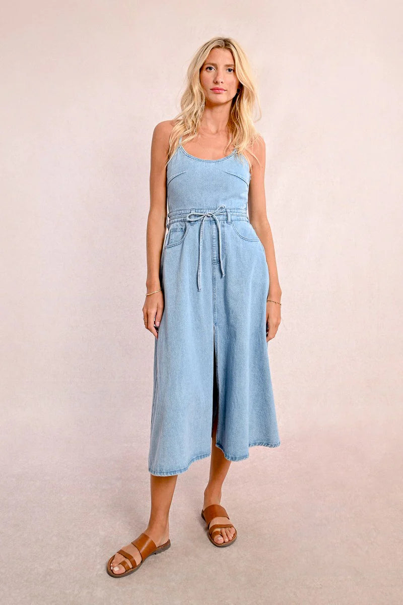 Light Blue Long Denim Dress