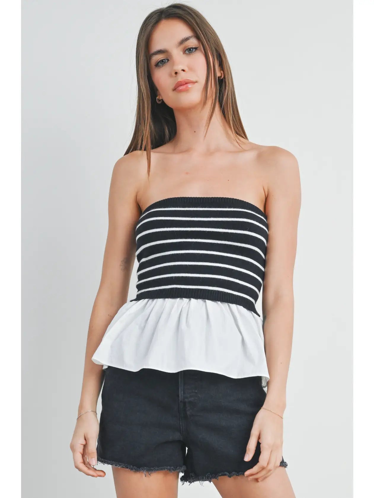 Flowy Peplum Tube Top