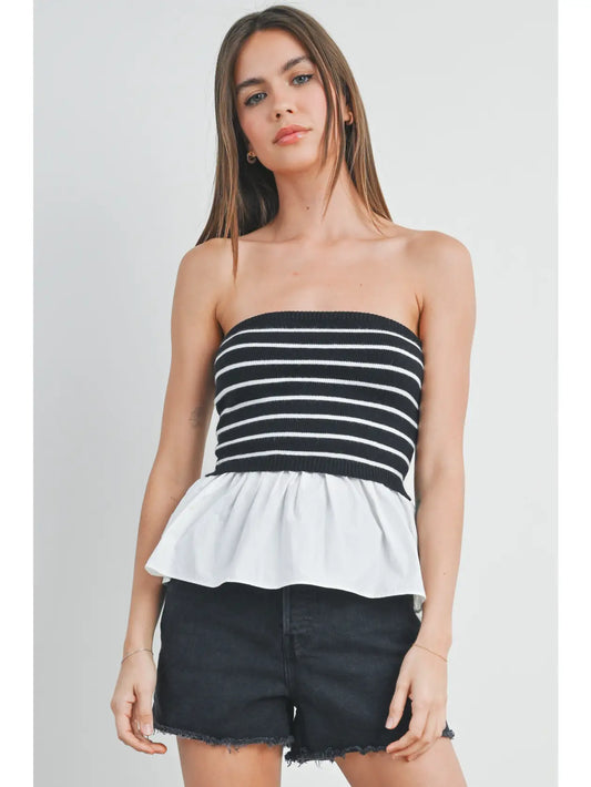 Flowy Peplum Tube Top