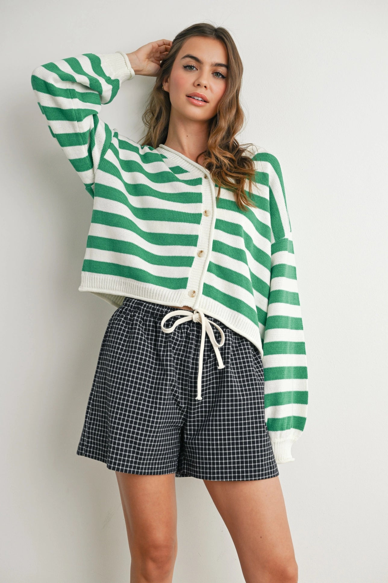 Button Front Striped Sweater