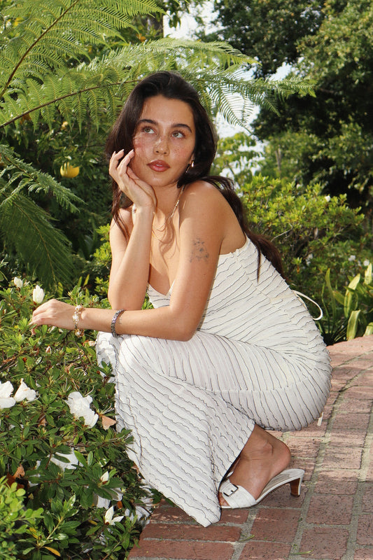 Spaghetti Strap Textured Slip Dress