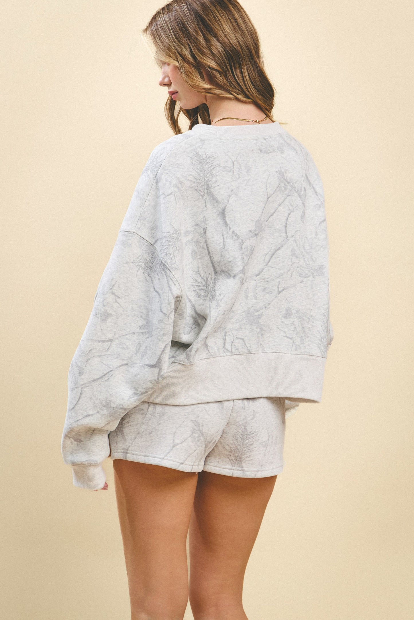 Camouflage Print Dropped Shoulders Sweatshirt