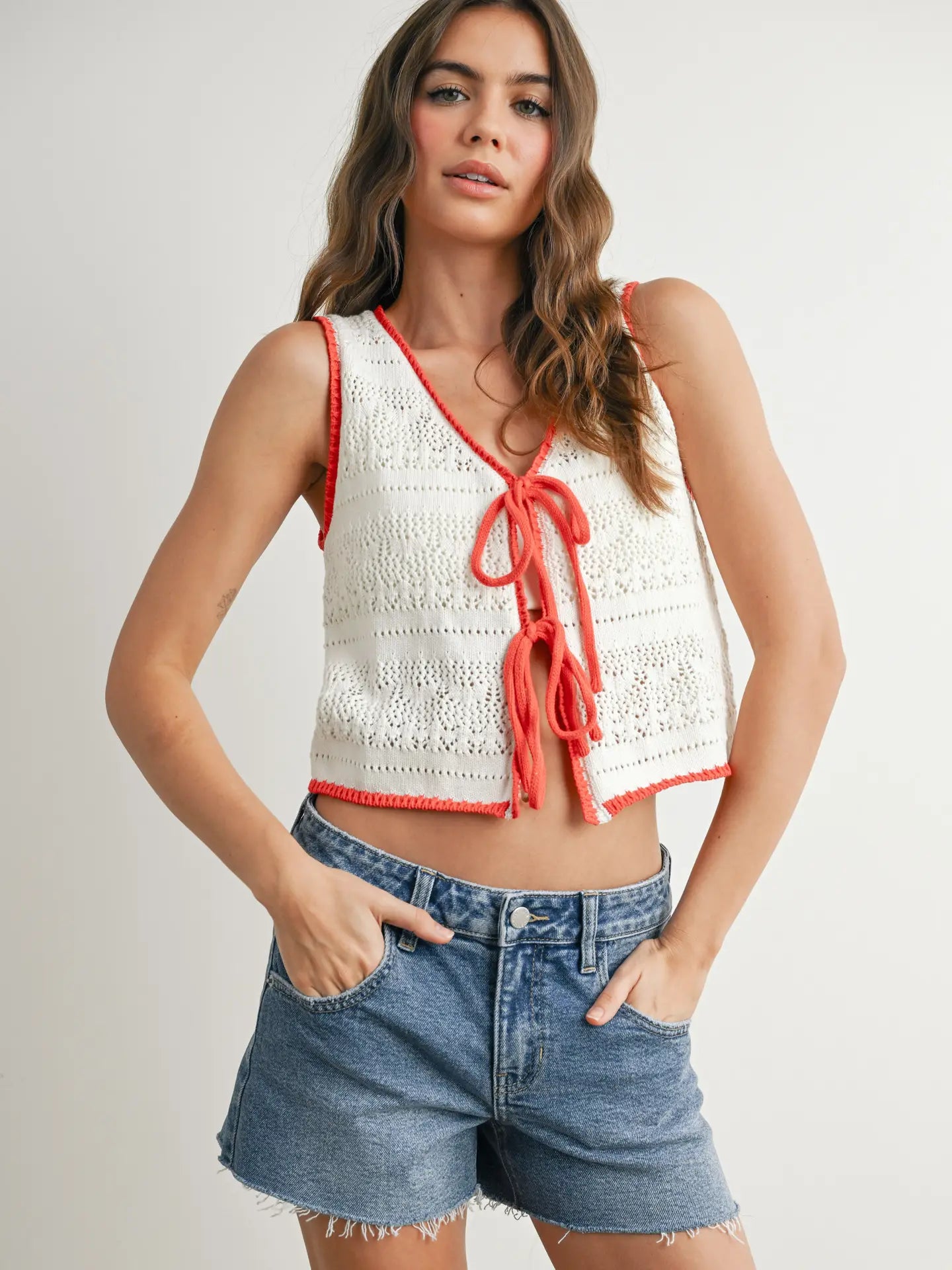Crochet Tie Front Top