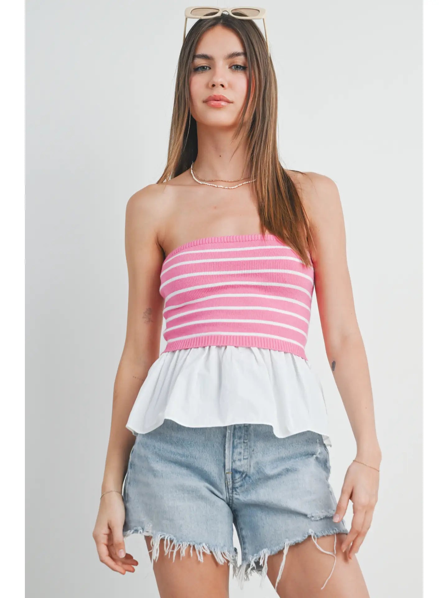 Flowy Peplum Tube Top