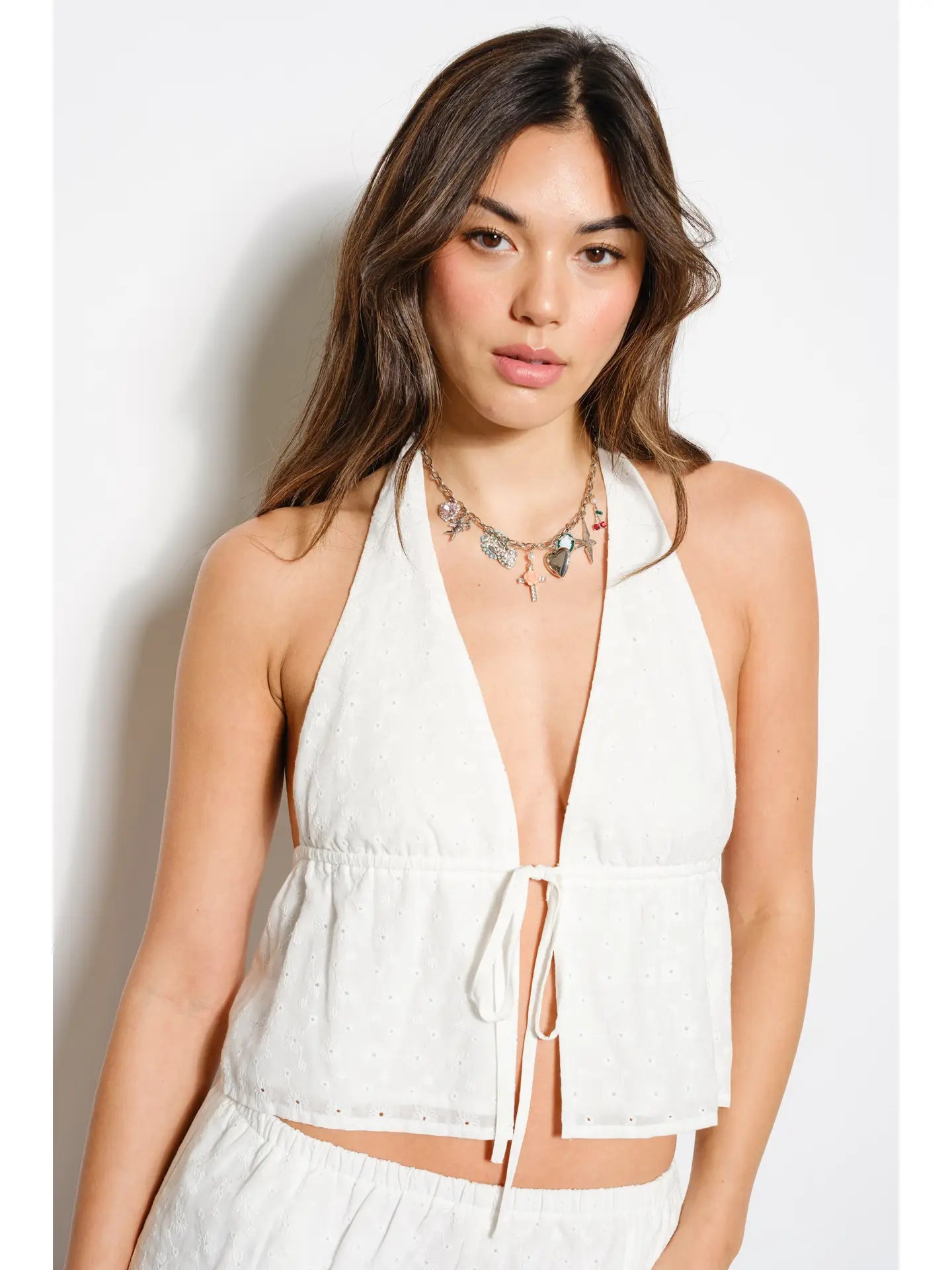 Halter Neck Eyelet Top