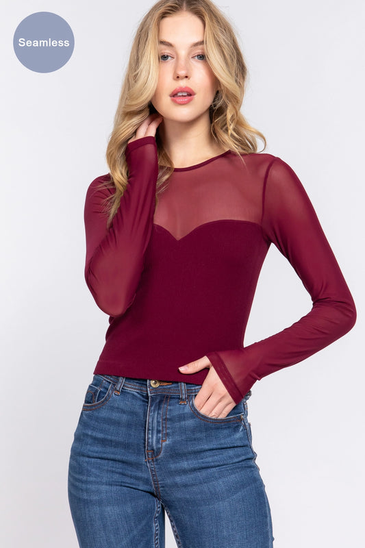 Long Sleeve Mesh Top