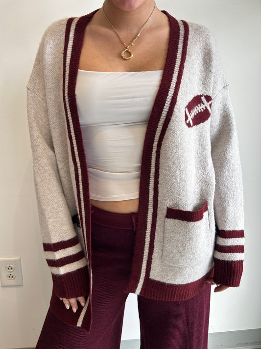 Varsity Football Graphic Knit Cardigan