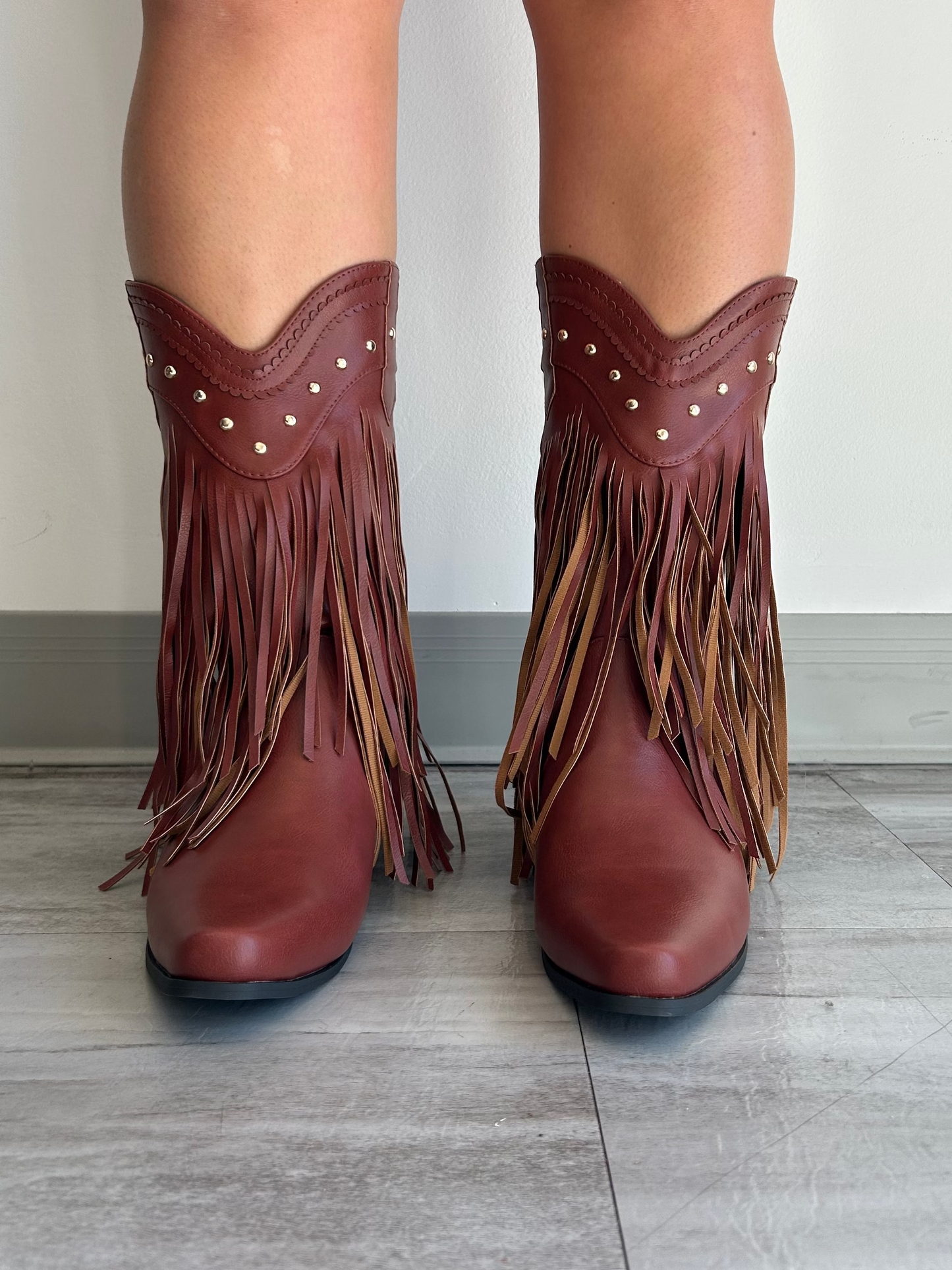 Studded Fringe Western Boots