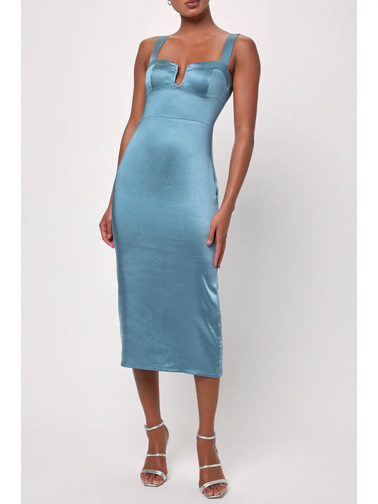 Lulus- Satin U-Front Dress