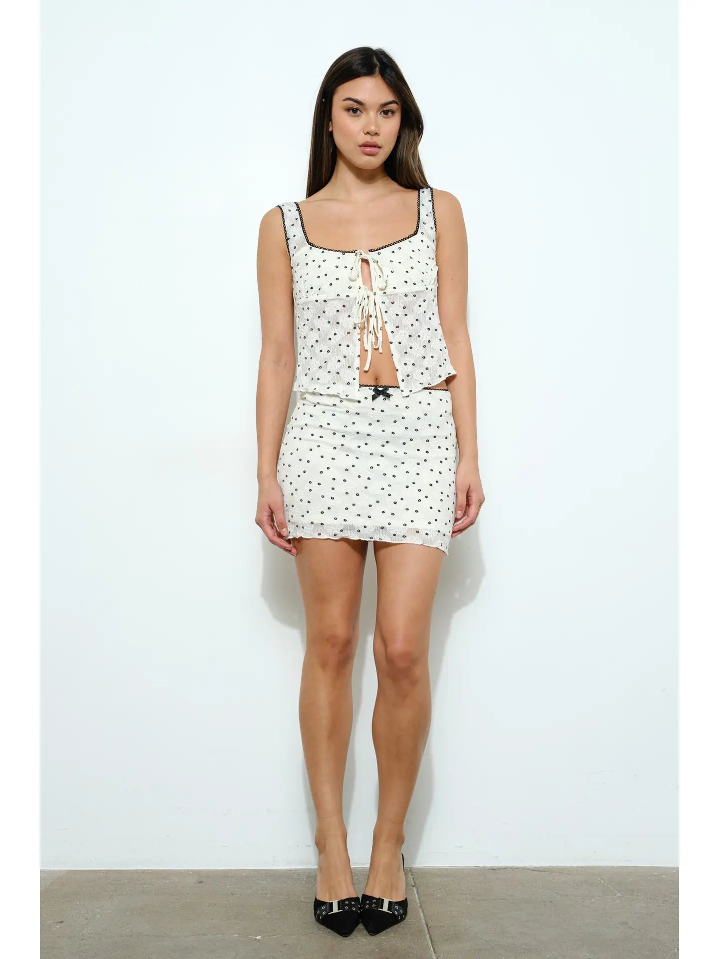 Floral Printed Textured Lace Top