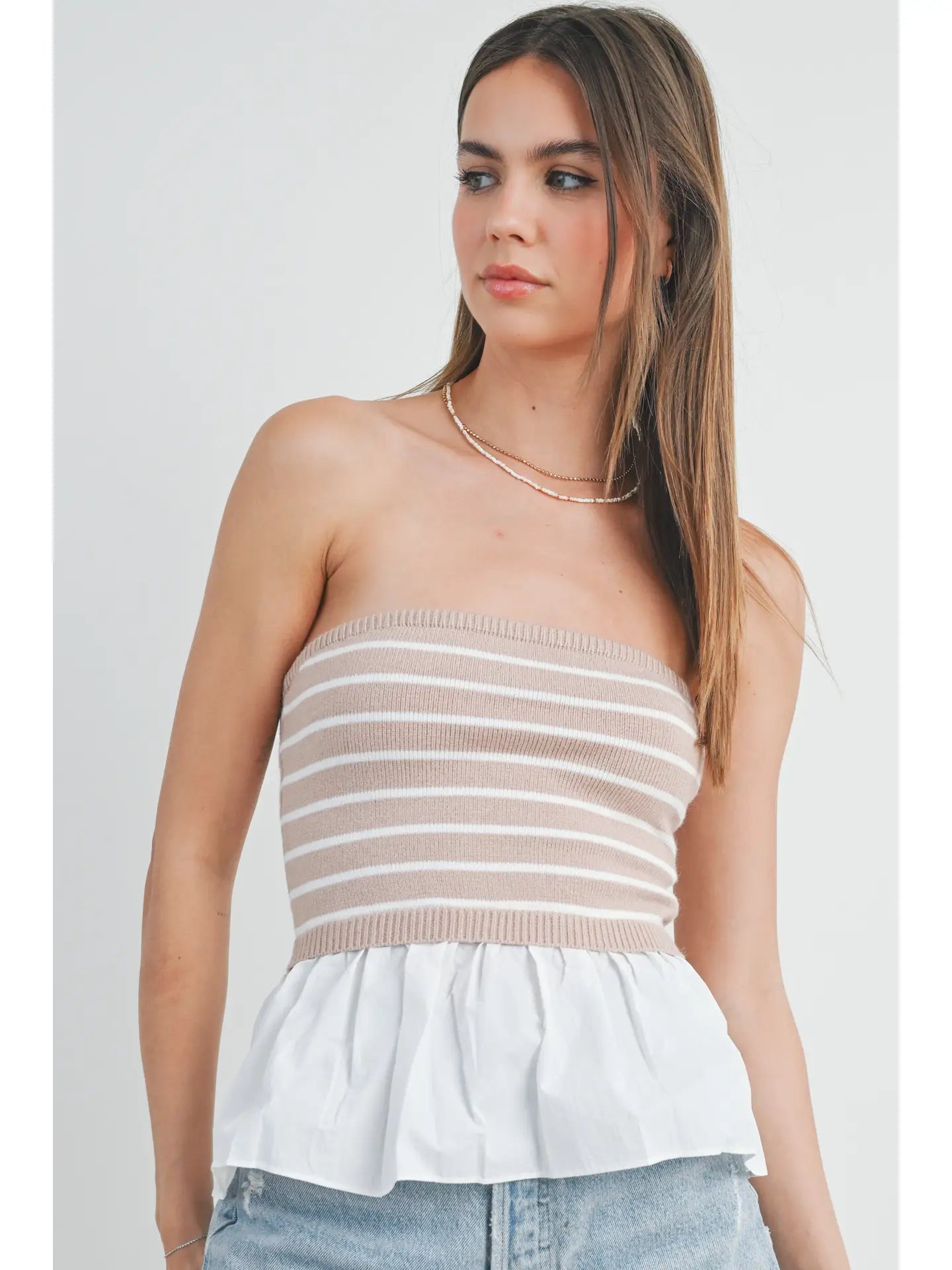 Flowy Peplum Tube Top
