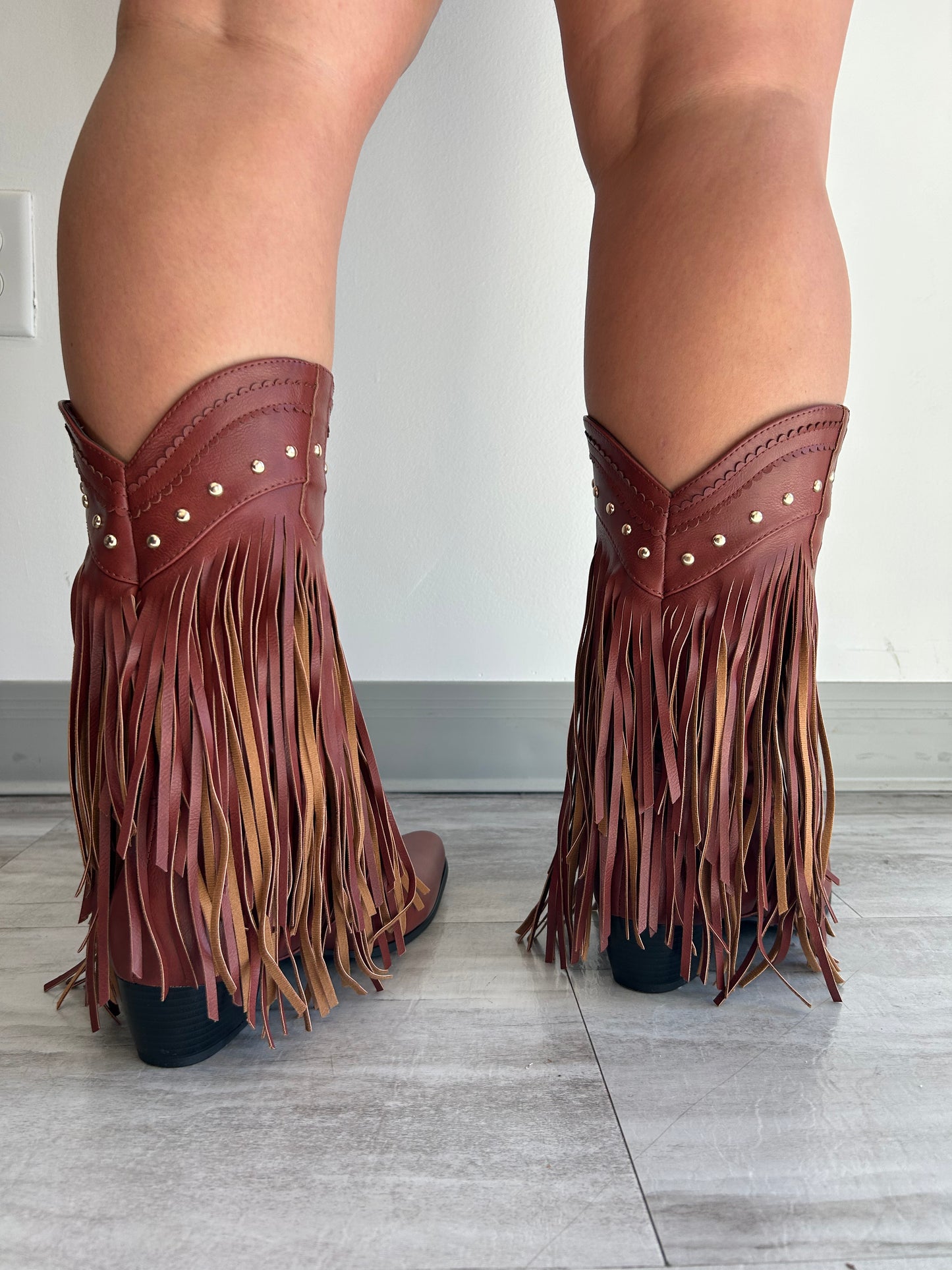 Studded Fringe Western Boots