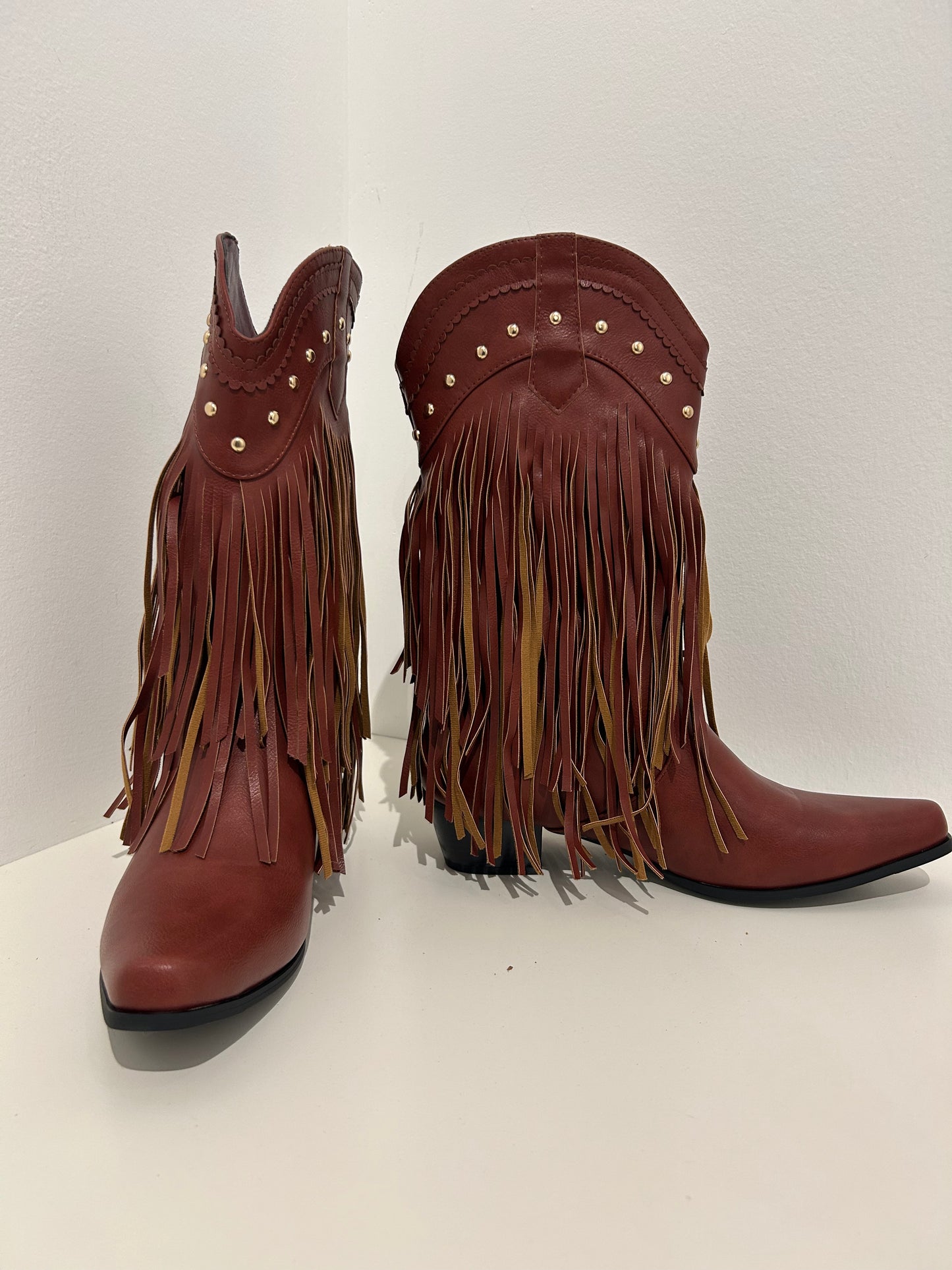 Studded Fringe Western Boots