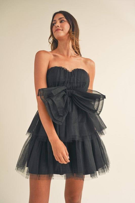 Tulle Bow Mini Dress