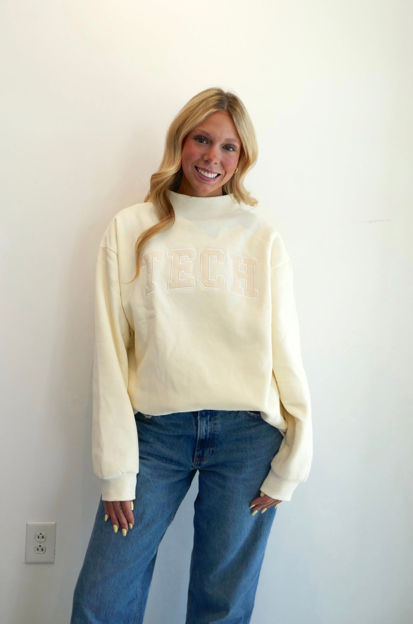 Cream/Cream Tech Mockneck