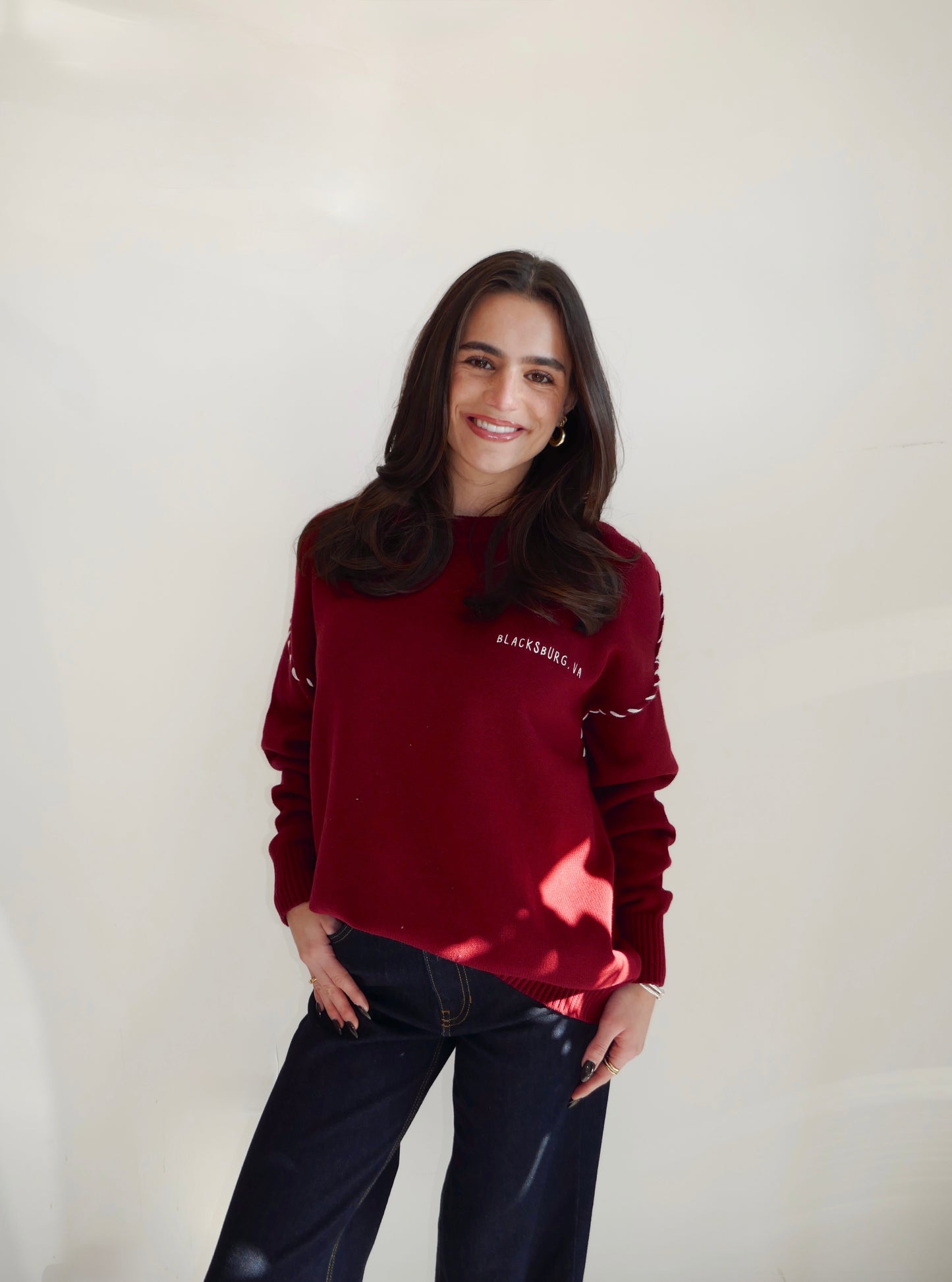 Blacksburg Stitched Maroon Sweater