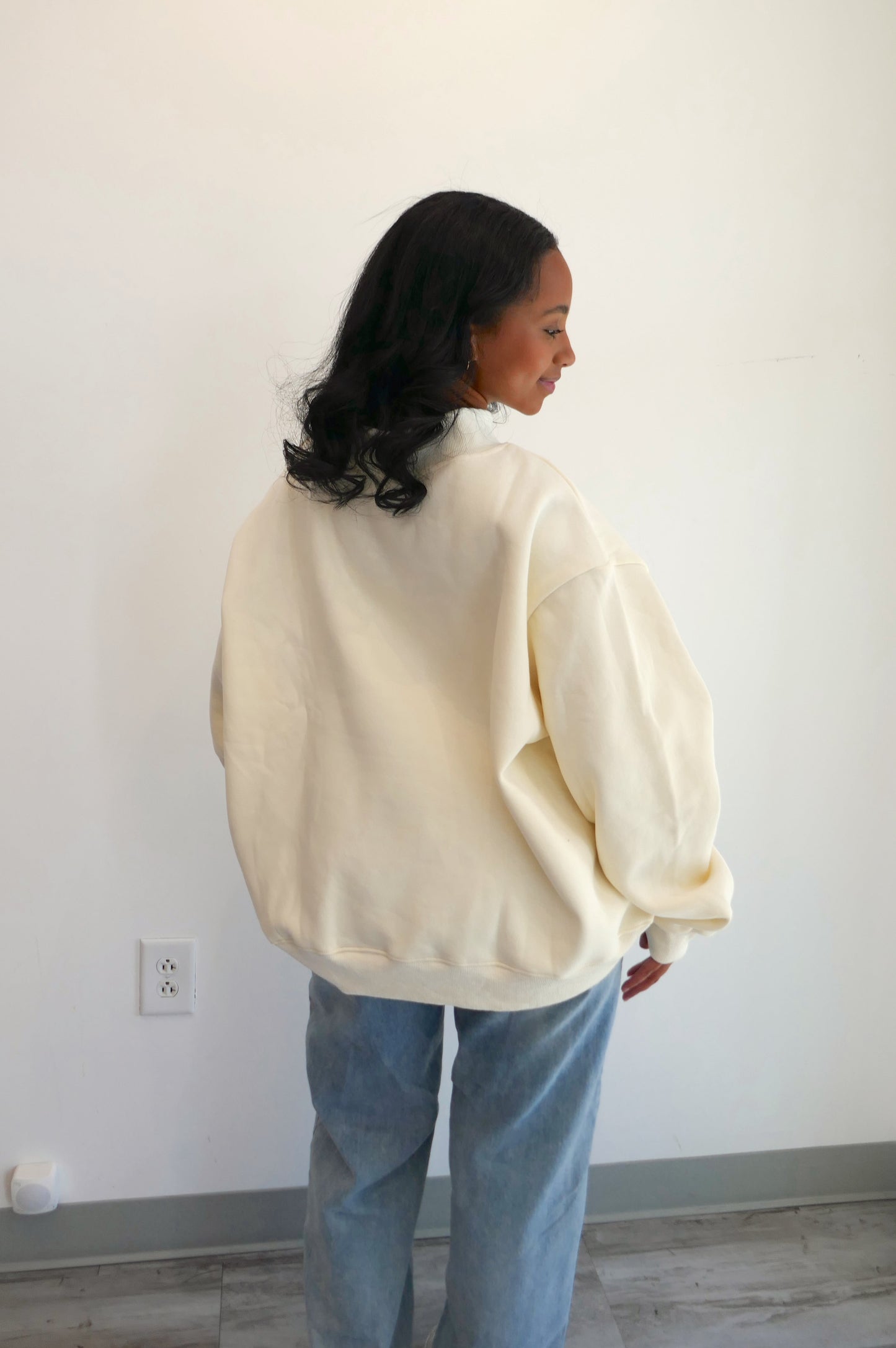 Cream/Maroon Tech Mockneck