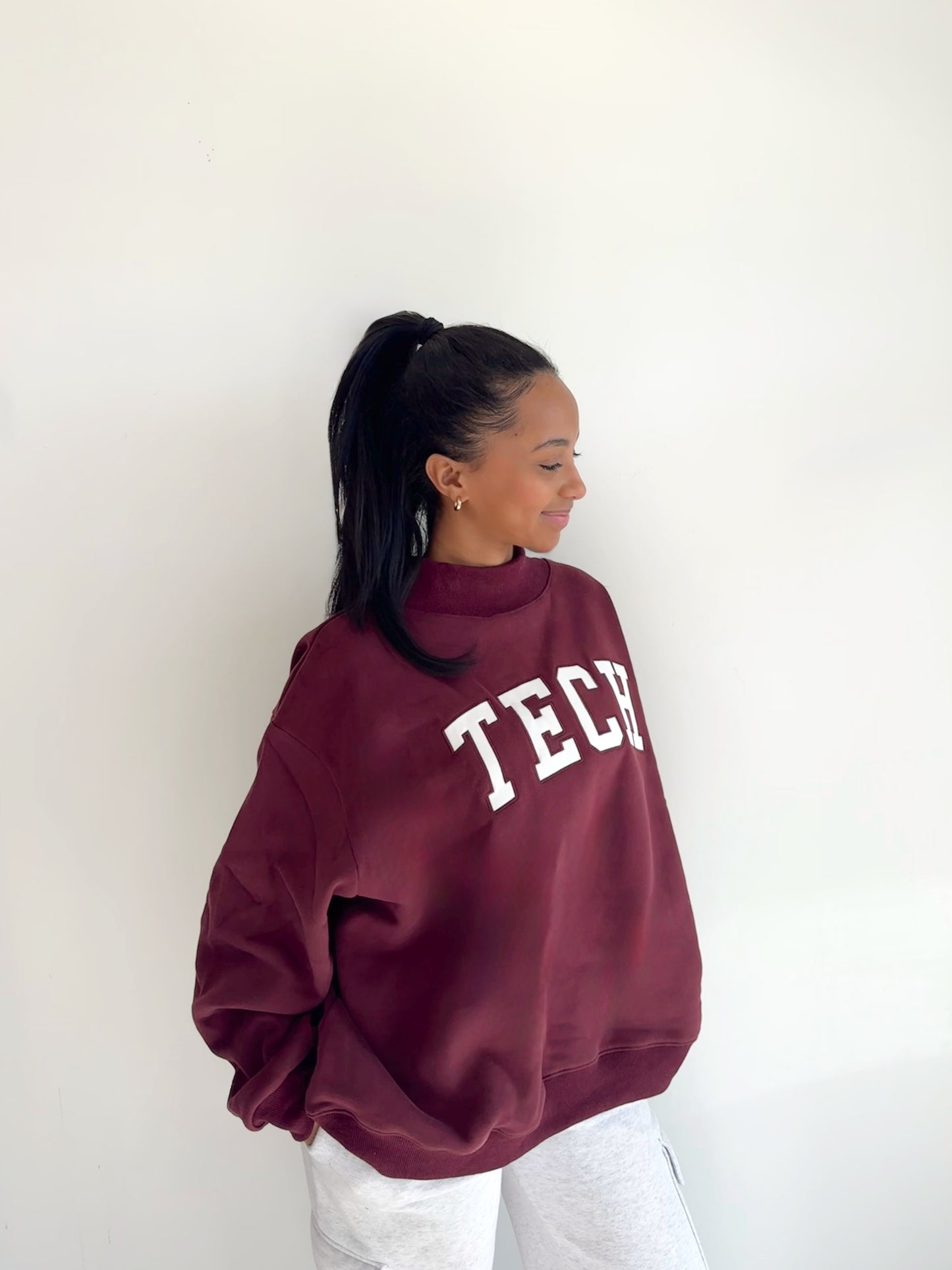 Maroon/White Tech Mockneck
