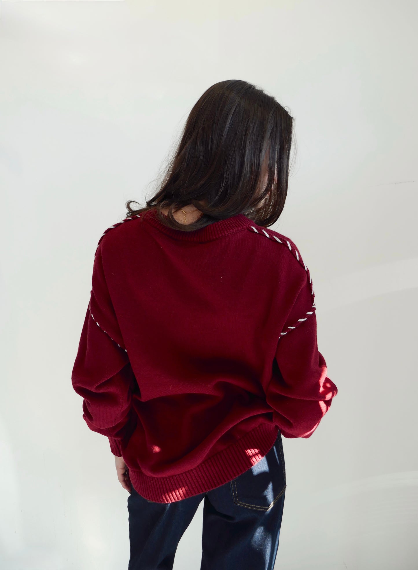 Blacksburg Stitched Maroon Sweater