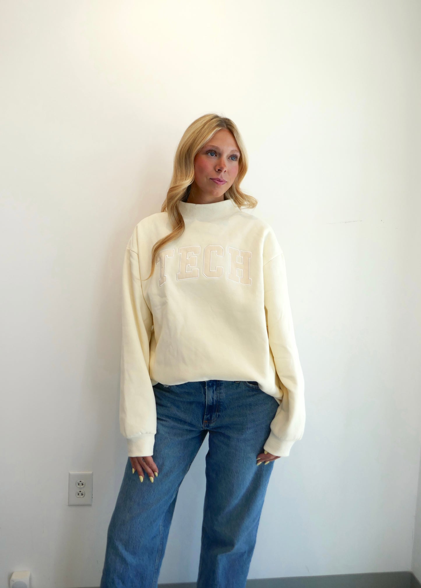 Cream/Cream Tech Mockneck