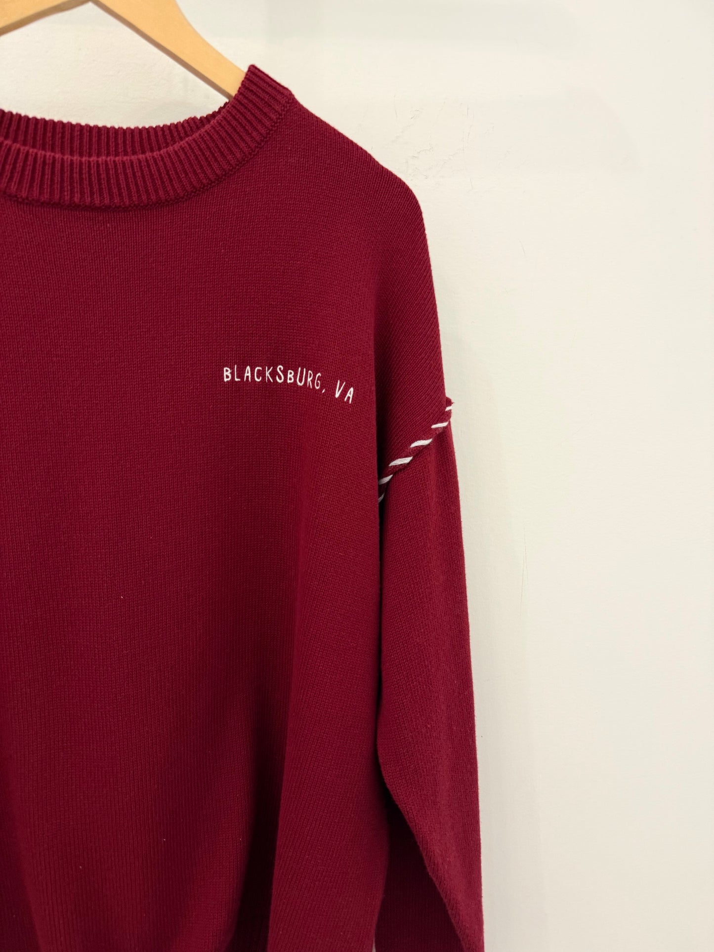 Blacksburg Stitched Maroon Sweater