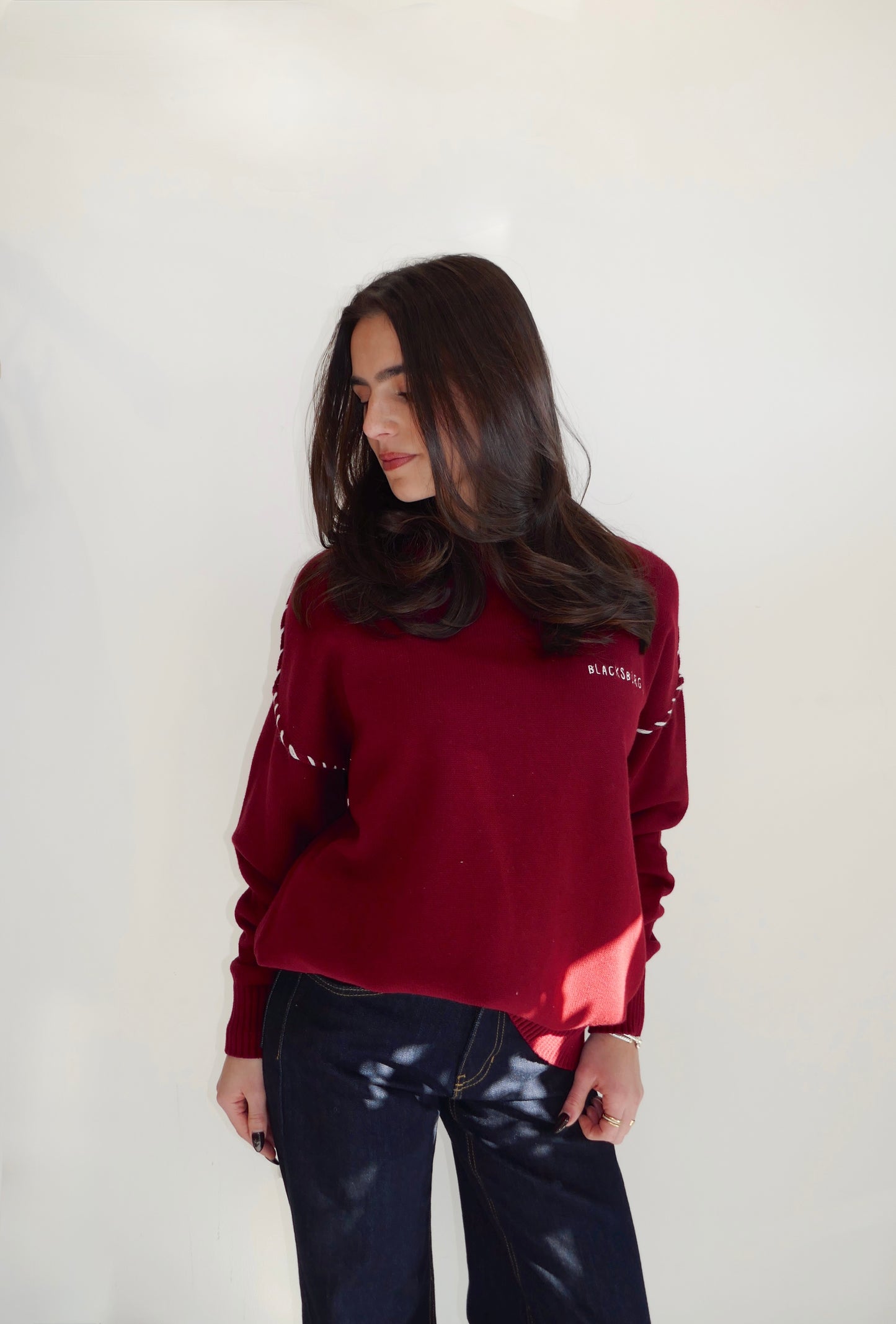 Blacksburg Stitched Maroon Sweater