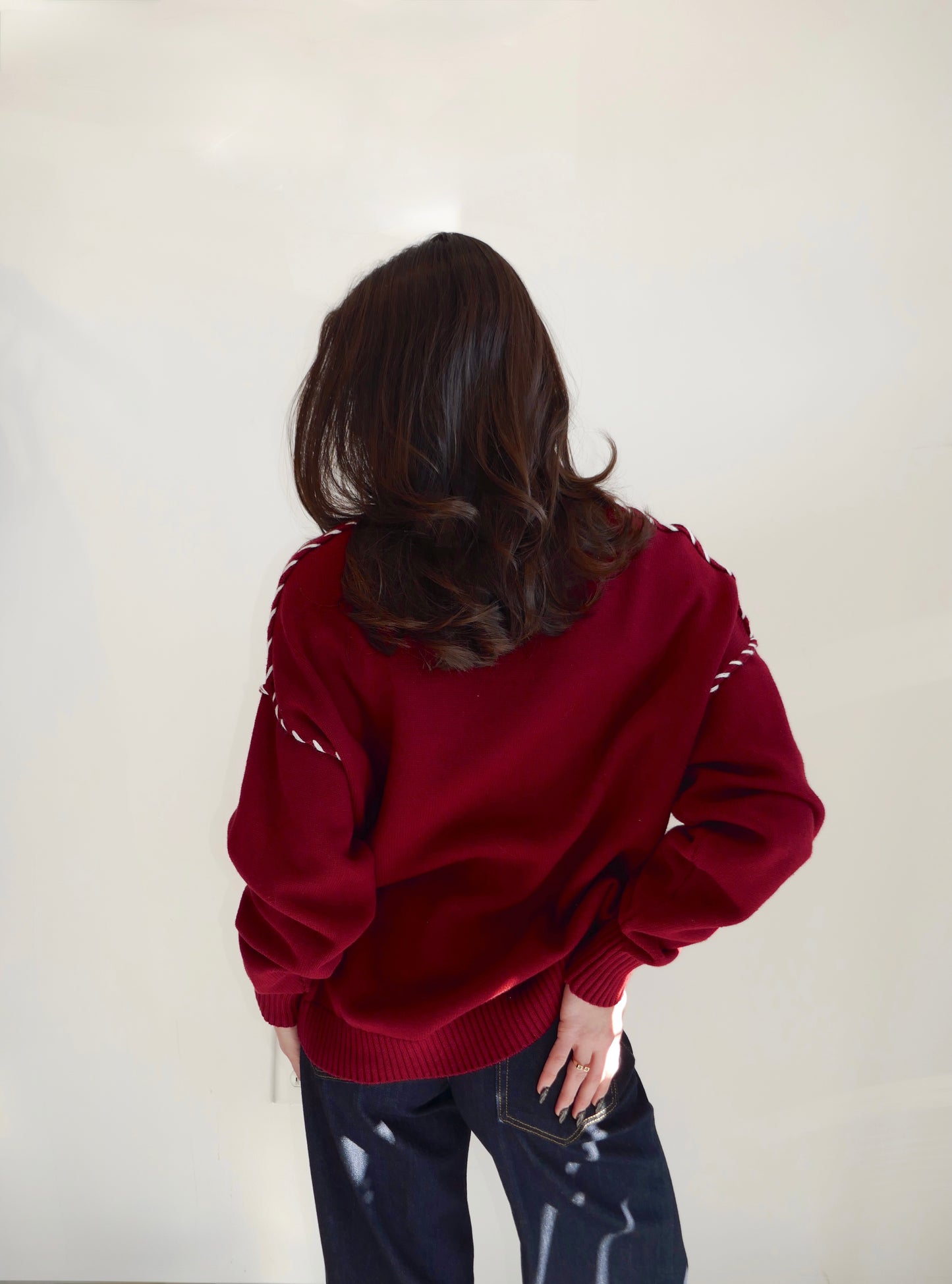 Blacksburg Stitched Maroon Sweater
