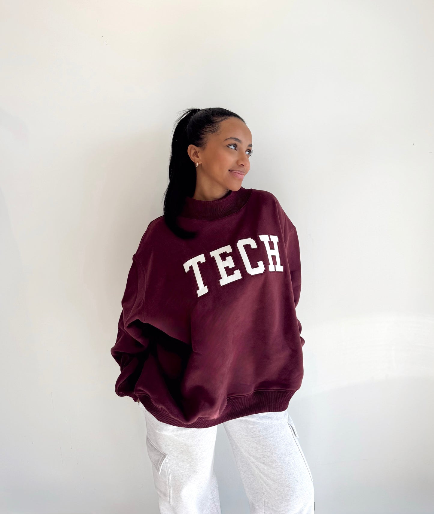 Maroon/White Tech Mockneck
