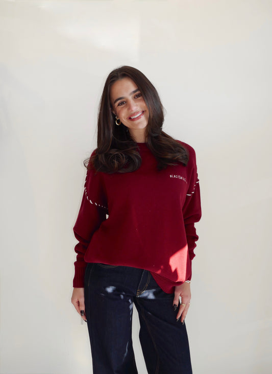 Blacksburg Stitched Maroon Sweater