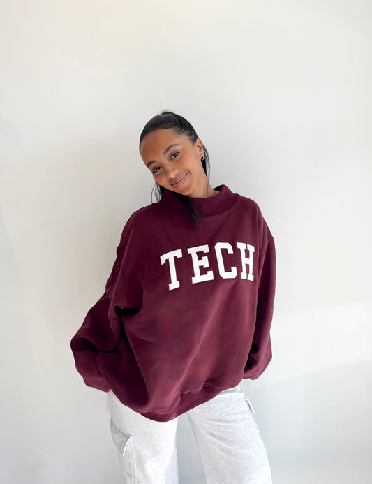 Maroon/White Tech Mockneck