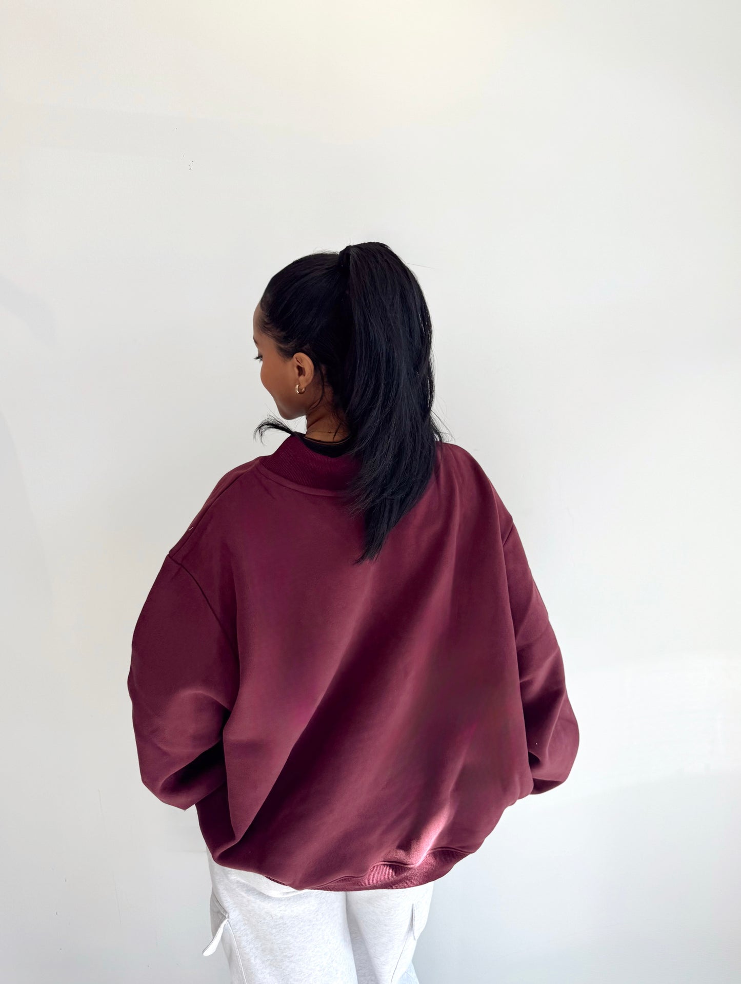 Maroon/White Tech Mockneck