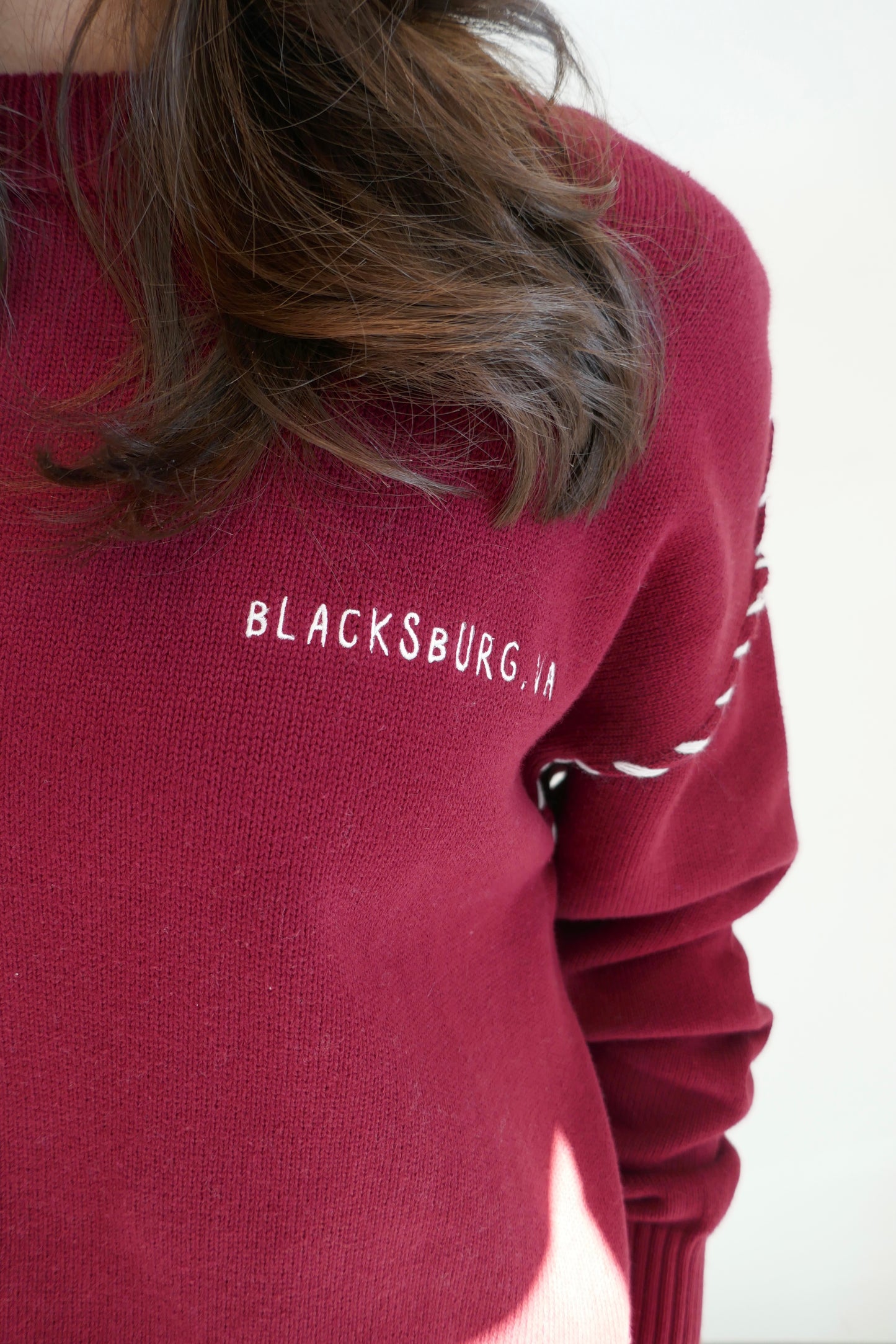 Blacksburg Stitched Maroon Sweater