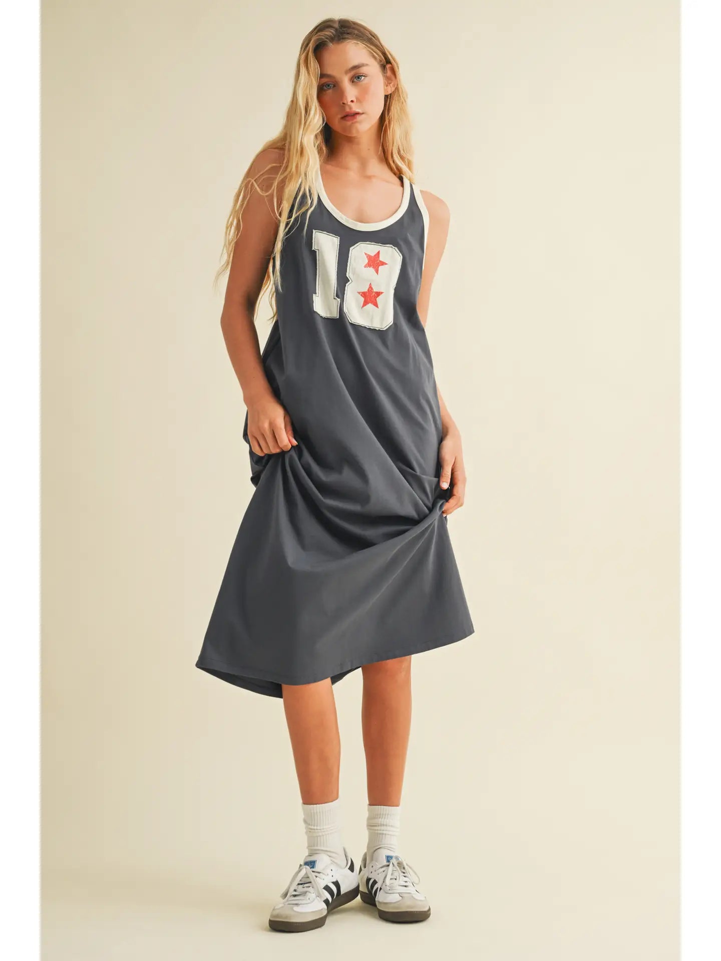 Patched Front Sleeveless T-Shirt Dress