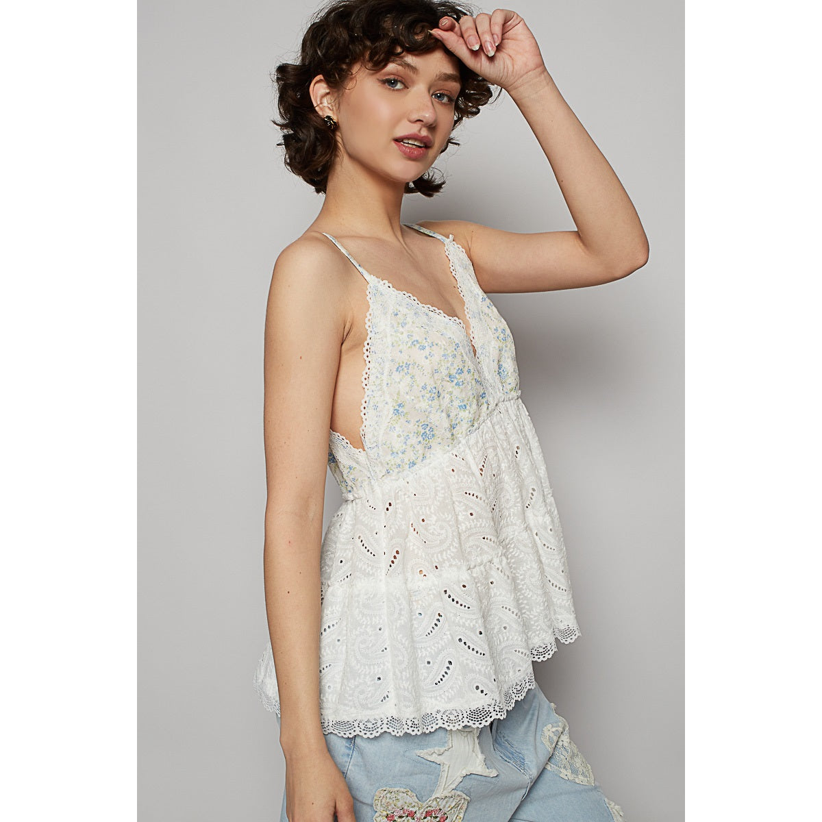 V-Neck Ruffle Sleeveless Top