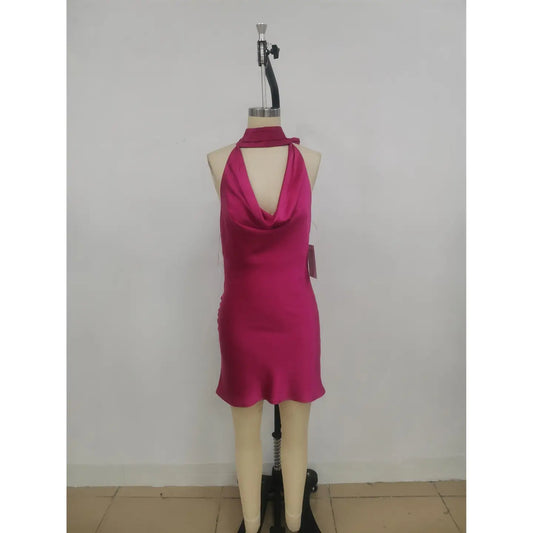 Halterneck Satin Mini Dress