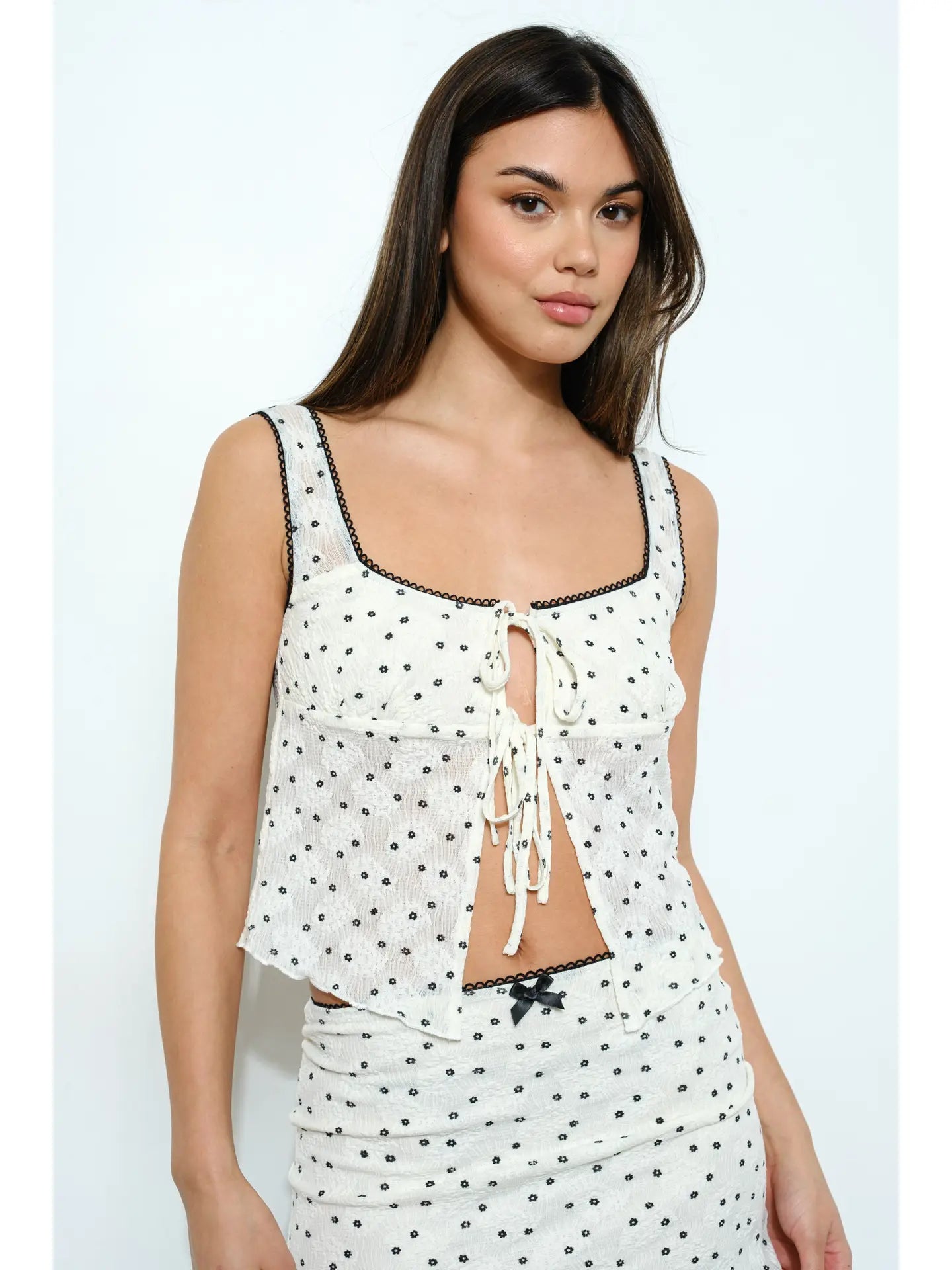Floral Printed Textured Lace Top