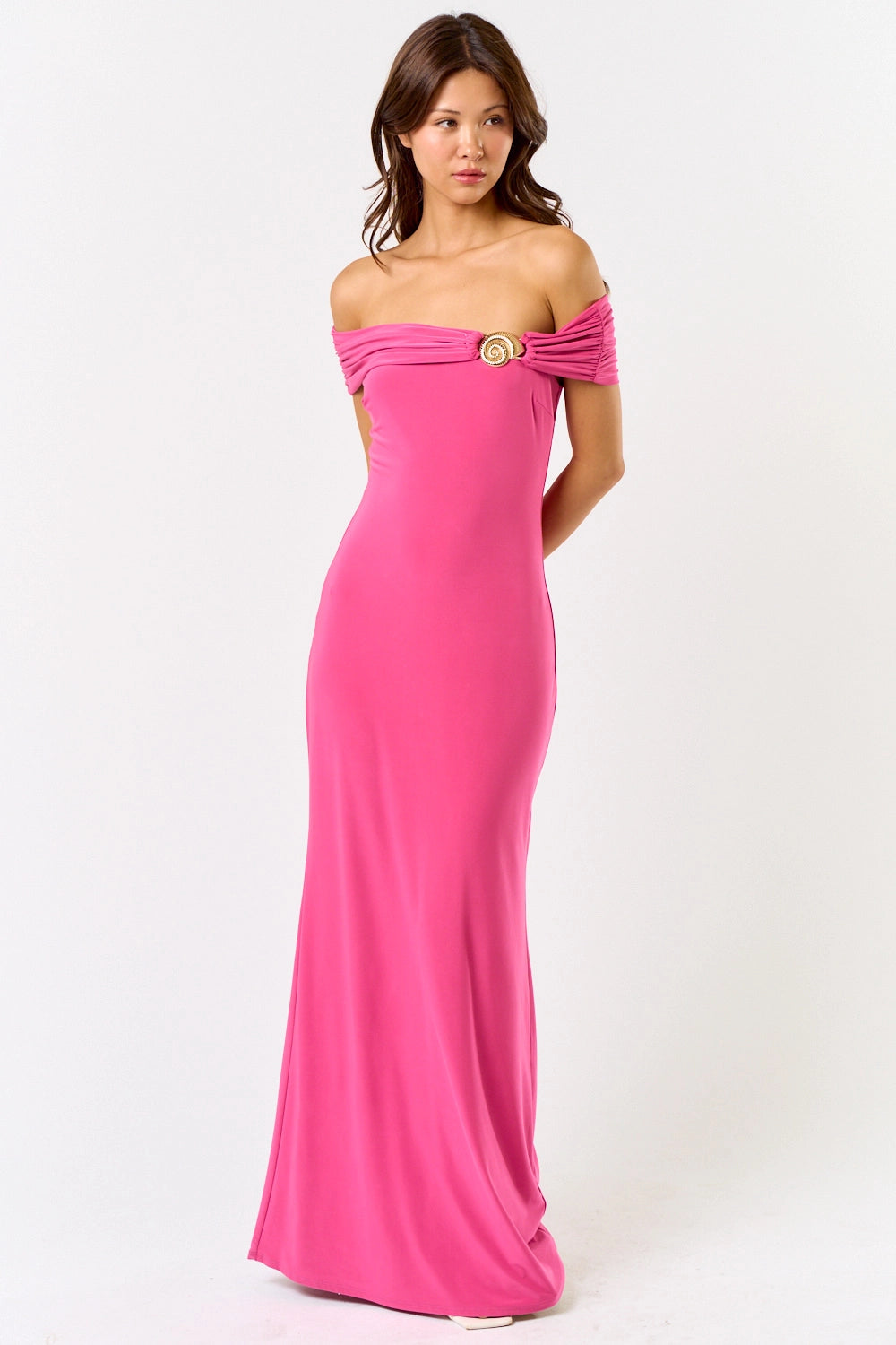 Off The Shoulder Seashell Maxi Dress