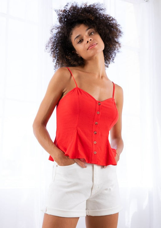 Spaghetti Strap Button Tank