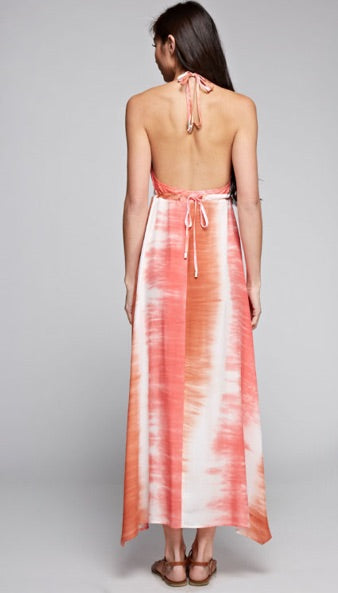 Tie Dye Shark Bite Halter Dress