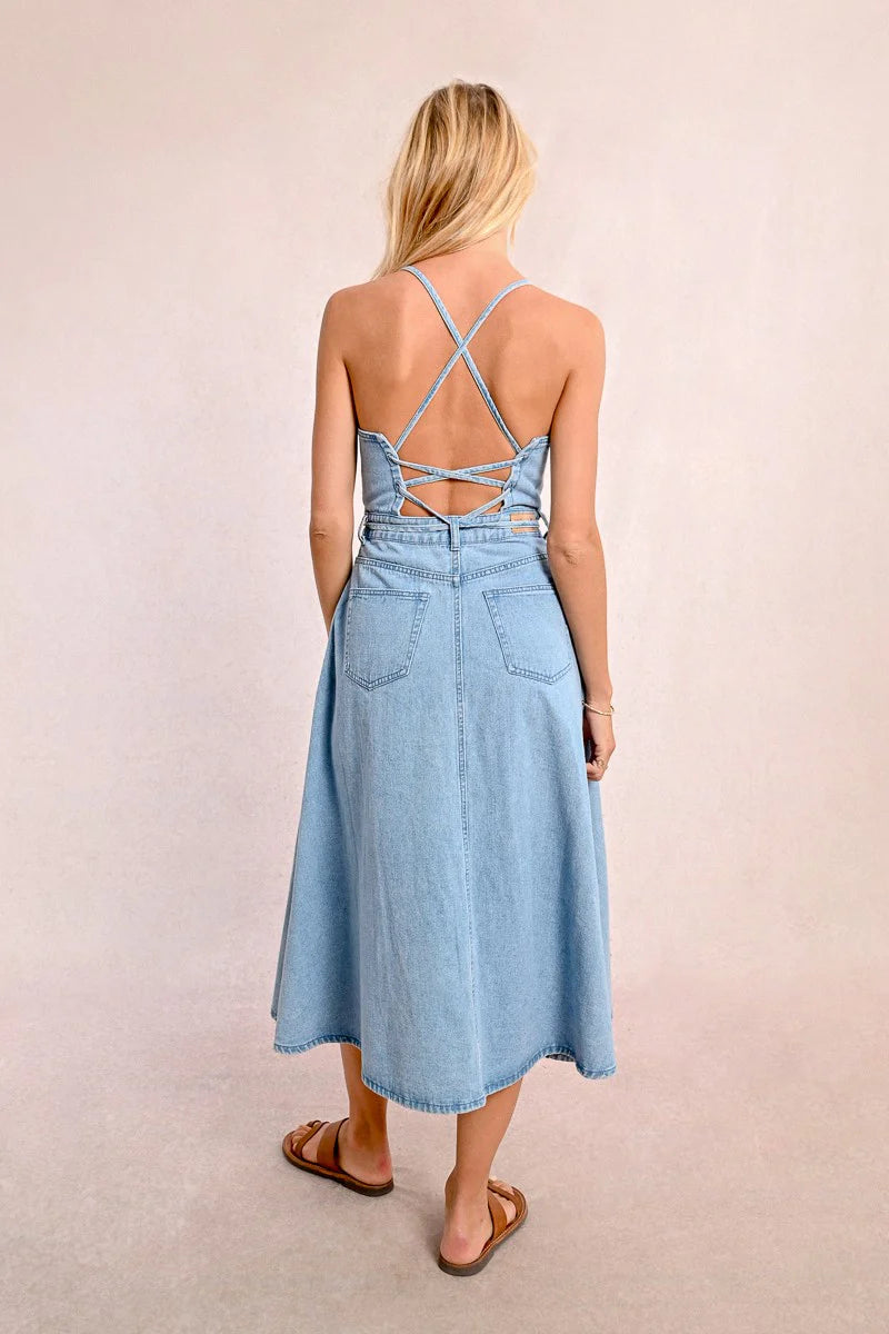 Light Blue Long Denim Dress